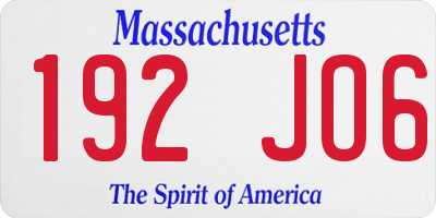MA license plate 192JO6