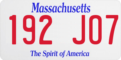 MA license plate 192JO7