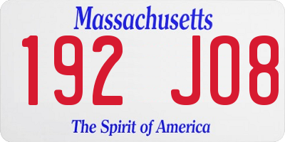 MA license plate 192JO8