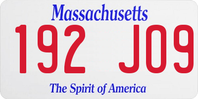 MA license plate 192JO9
