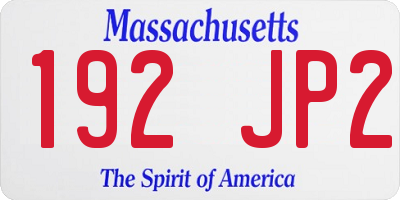 MA license plate 192JP2