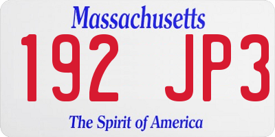 MA license plate 192JP3