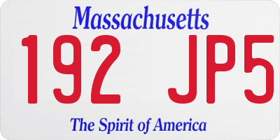 MA license plate 192JP5