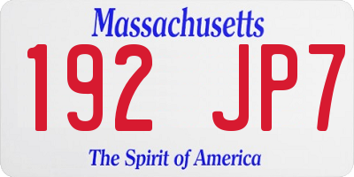 MA license plate 192JP7