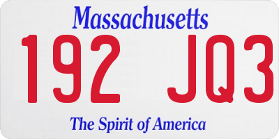 MA license plate 192JQ3