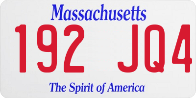 MA license plate 192JQ4