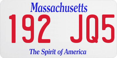 MA license plate 192JQ5