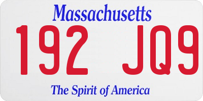 MA license plate 192JQ9