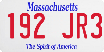 MA license plate 192JR3