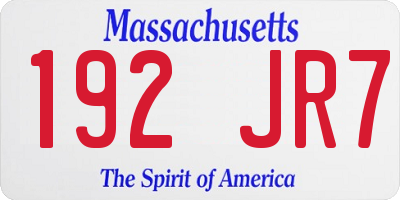 MA license plate 192JR7