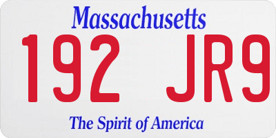 MA license plate 192JR9
