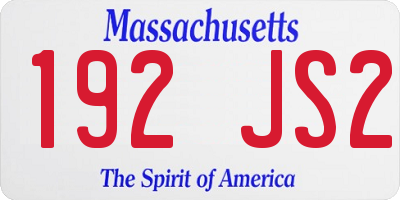 MA license plate 192JS2