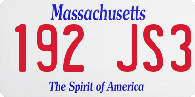 MA license plate 192JS3