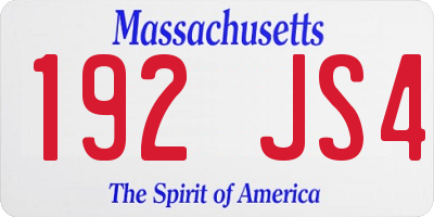 MA license plate 192JS4