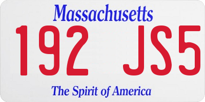 MA license plate 192JS5