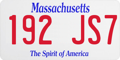 MA license plate 192JS7