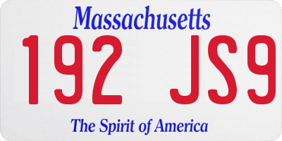 MA license plate 192JS9