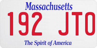 MA license plate 192JT0