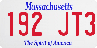 MA license plate 192JT3