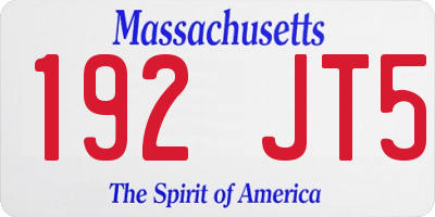 MA license plate 192JT5
