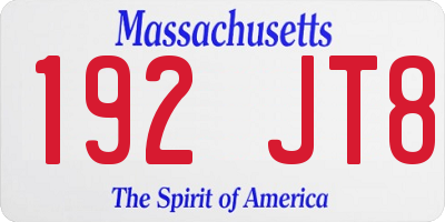 MA license plate 192JT8