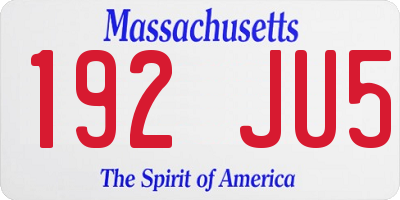 MA license plate 192JU5