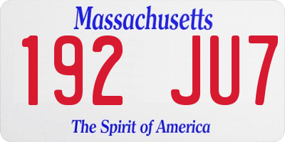 MA license plate 192JU7