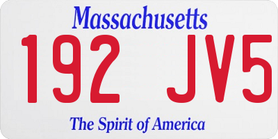 MA license plate 192JV5