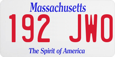 MA license plate 192JW0