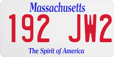MA license plate 192JW2