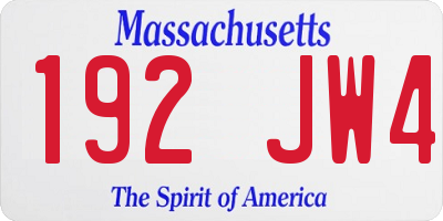 MA license plate 192JW4