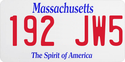 MA license plate 192JW5