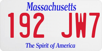 MA license plate 192JW7