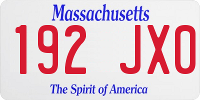 MA license plate 192JX0
