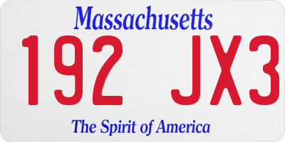 MA license plate 192JX3