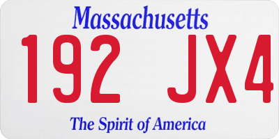 MA license plate 192JX4