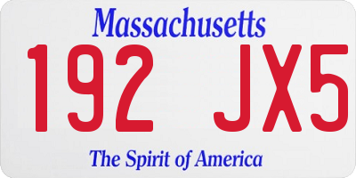 MA license plate 192JX5