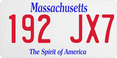 MA license plate 192JX7