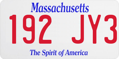 MA license plate 192JY3