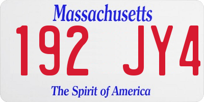 MA license plate 192JY4