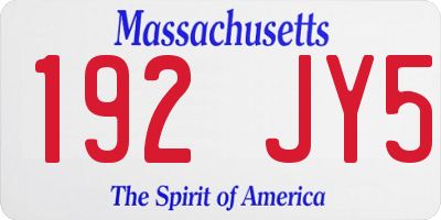 MA license plate 192JY5