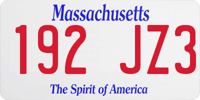 MA license plate 192JZ3
