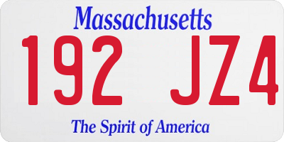 MA license plate 192JZ4
