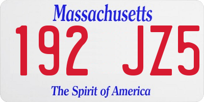 MA license plate 192JZ5