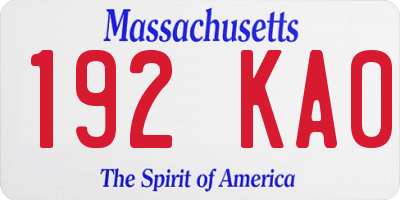 MA license plate 192KA0