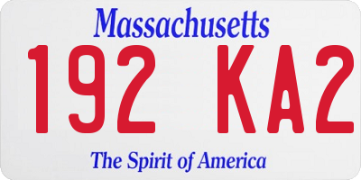 MA license plate 192KA2