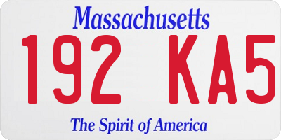 MA license plate 192KA5