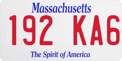 MA license plate 192KA6