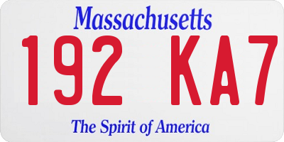 MA license plate 192KA7