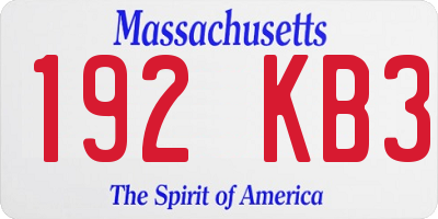 MA license plate 192KB3
